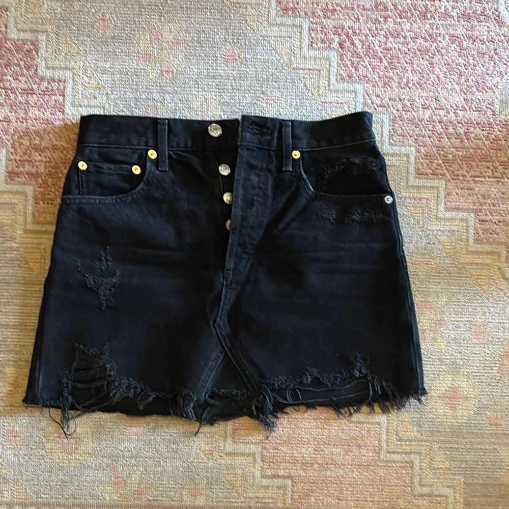AGOLDE BLACK DEMIN MINI SKIRT